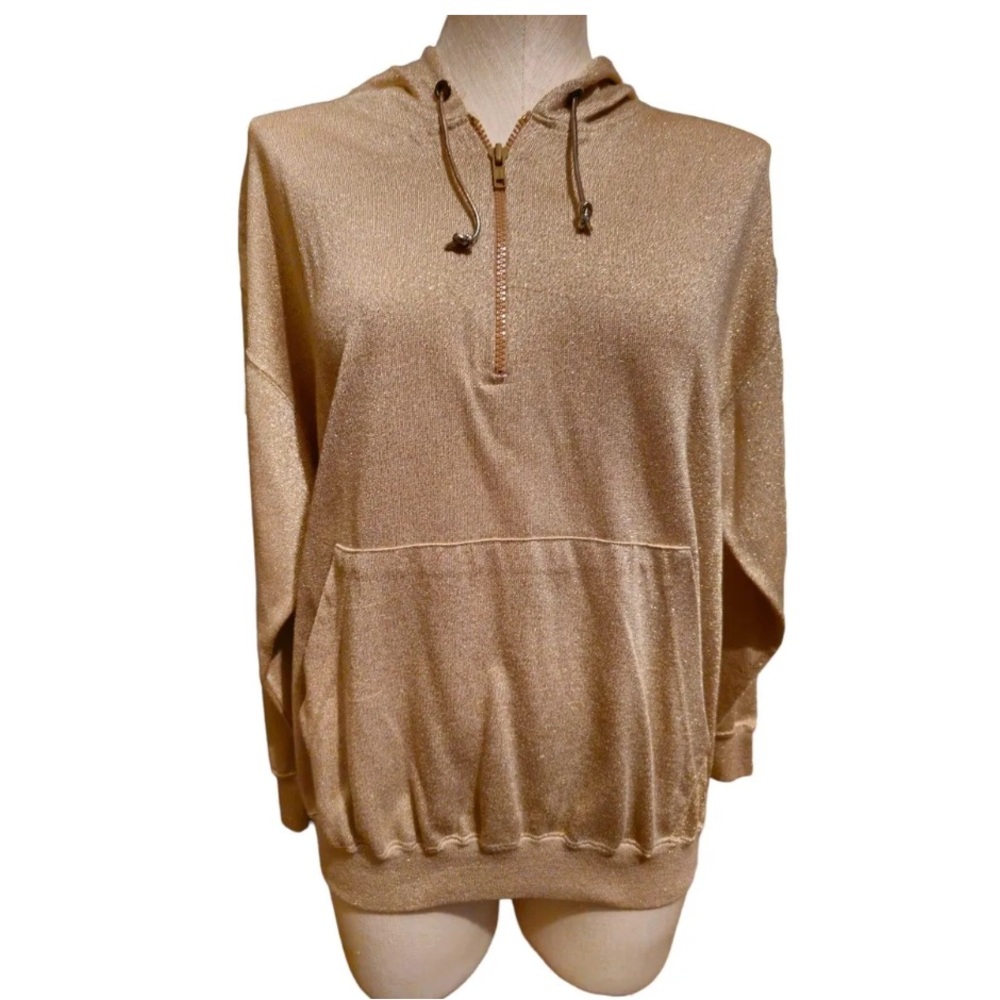 Bob Mackie M Gold Sparkling ✨ Hooded Sweatshirt